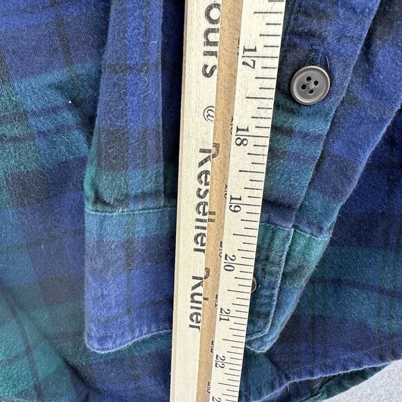 Lucky Brand & Co Blackwatch Plaid Long Sleeve Flannel Green Blue Men's M Retro - Picture 6 of 8